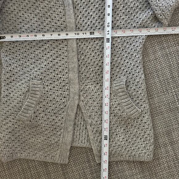 MASSIMO DUTTI Wool/Alpaca Waffle Knit Oversize Zip Cardigan Coatigan XS Gray - Picture 5 of 5